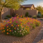 A garden in Chandler blooming with colorful wildflowers in spring