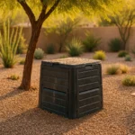 A compost bin shaded under a tree in Gilbert's extreme heat