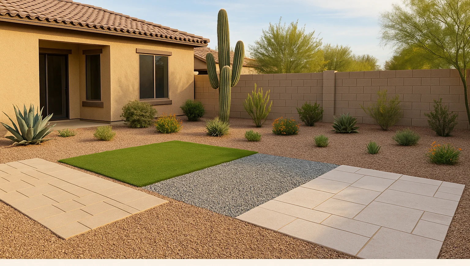 Selection of cool hardscaping materials for Gilbert climate