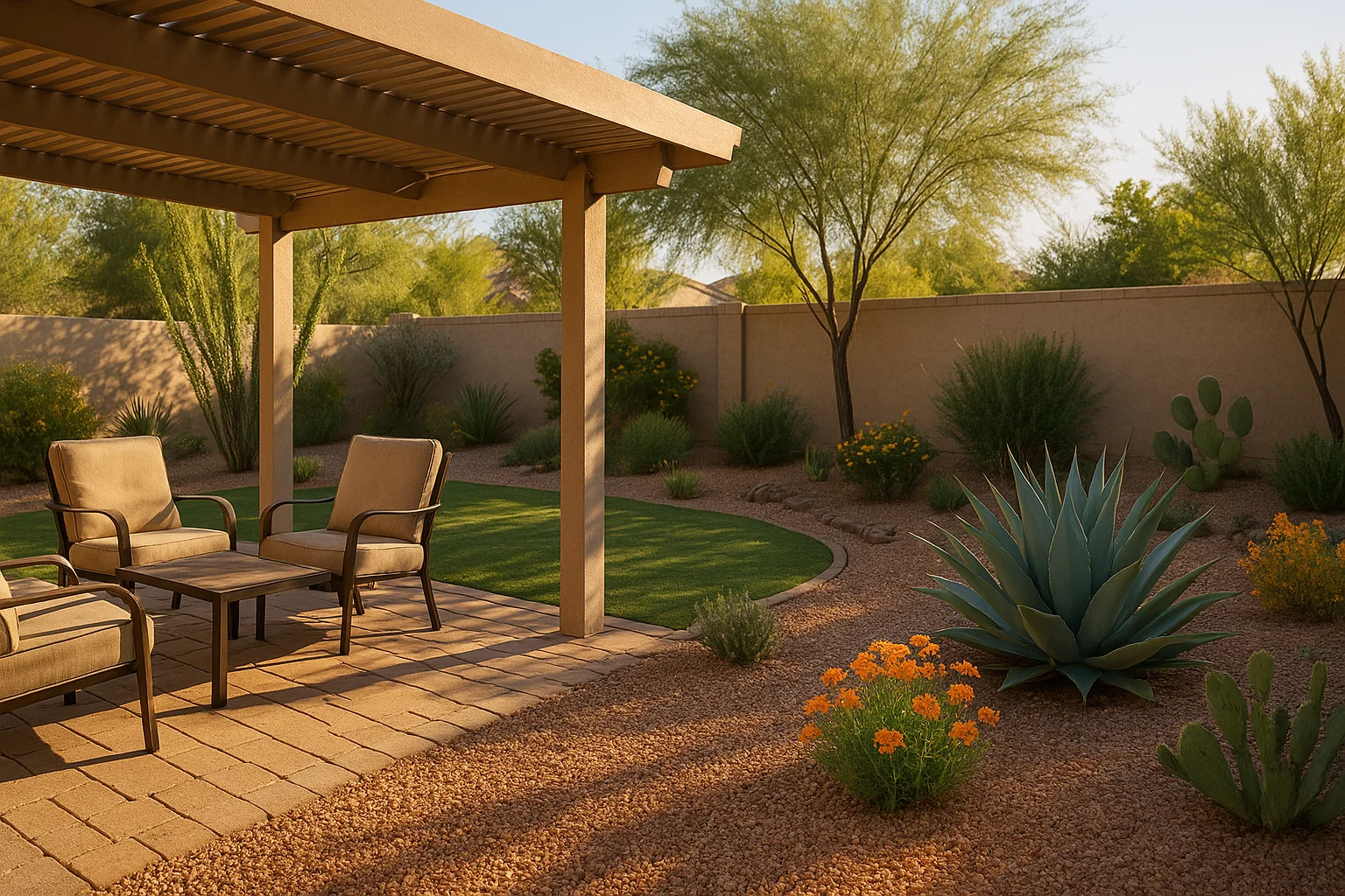 A shaded and cool patio in Gilbert, Arizona