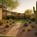 A well-maintained desert yard in Gilbert in May