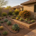 Garden with a well-planned drip irrigation system in Gilbert, Arizona