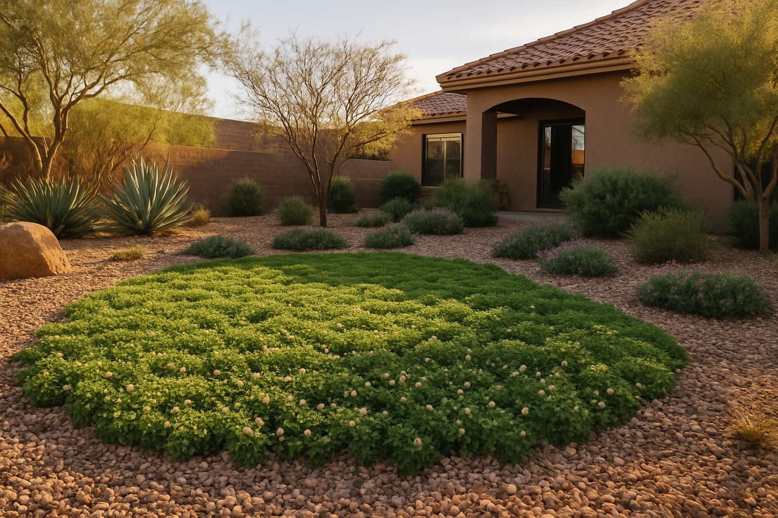 Drought-tolerant groundcovers thriving in a Gilbert yard