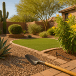 A well-maintained garden in Gilbert ready for the monsoon season