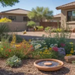 Checklist for planting a pollinator garden in a Gilbert yard, including colorful native flowers.