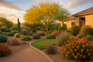 A flourishing yard in Gilbert, Arizona during the spring season