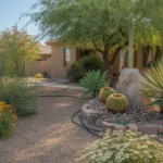 Checklist for planning and installing a xeriscape in a Gilbert yard, with native plants, permeable hardscaping and efficient irrigation
