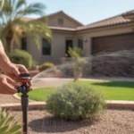 Adjusting high-efficiency sprinkler heads for optimal coverage in a Southeast Valley yard