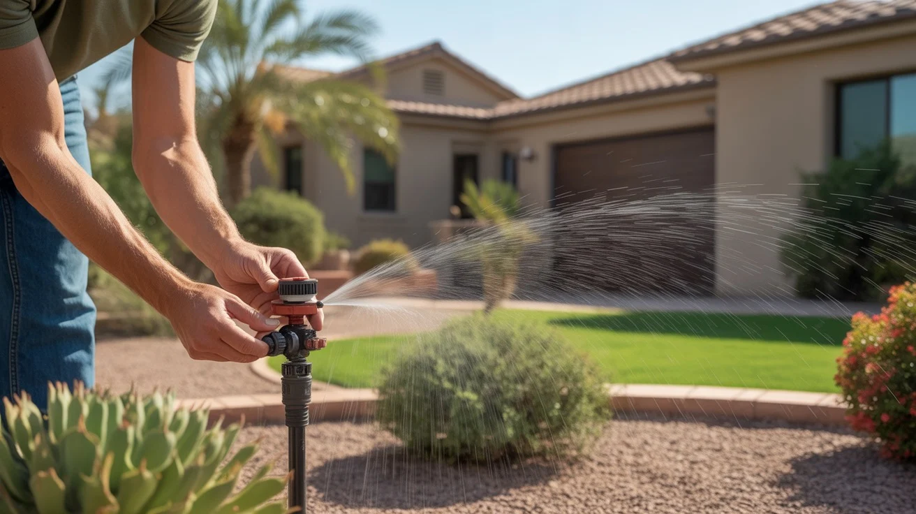 Adjusting high-efficiency sprinkler heads for optimal coverage in a Southeast Valley yard