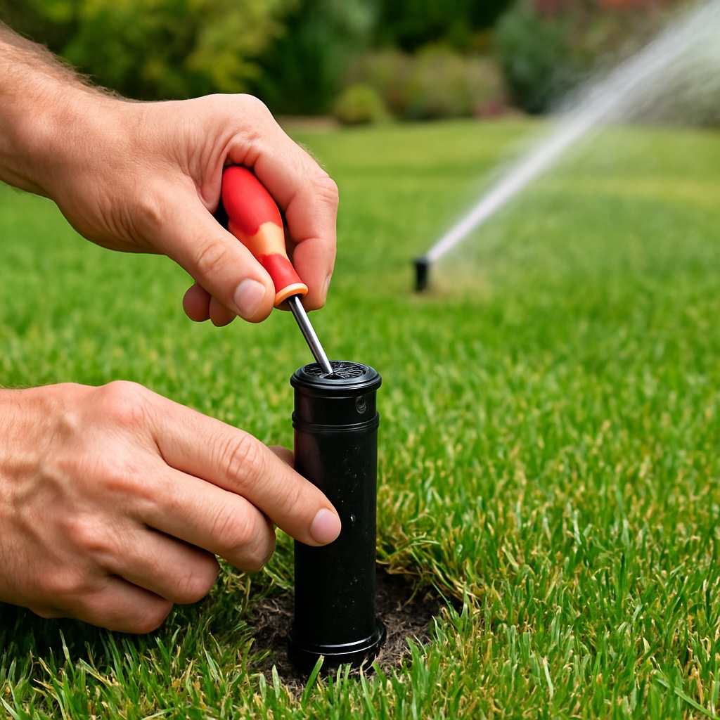 Performing irrigation system maintenance in a Gilbert backyard