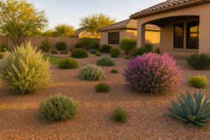 A vibrant Gilbert garden with a variety of low-maintenance shrubs