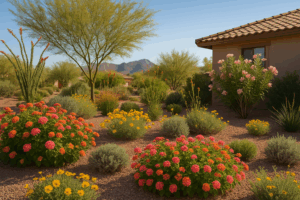 A vibrant spring garden in Mesa, Arizona