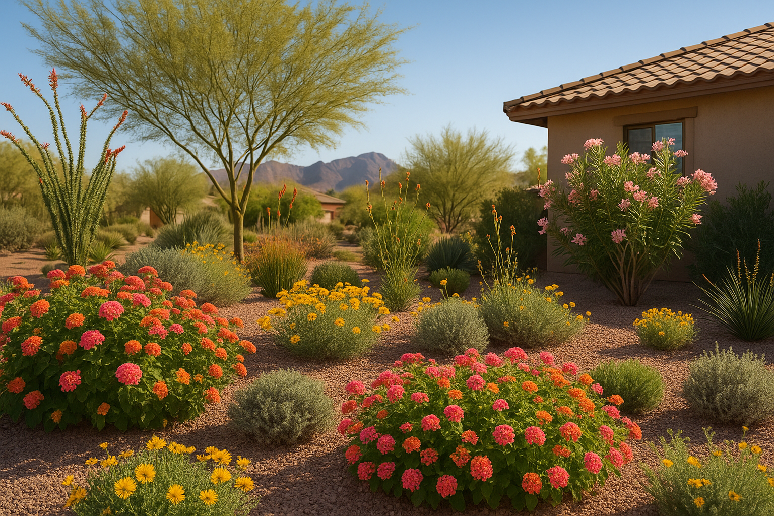 A vibrant spring garden in Mesa, Arizona
