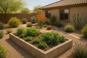 A thriving garden in spring in Mesa, Arizona