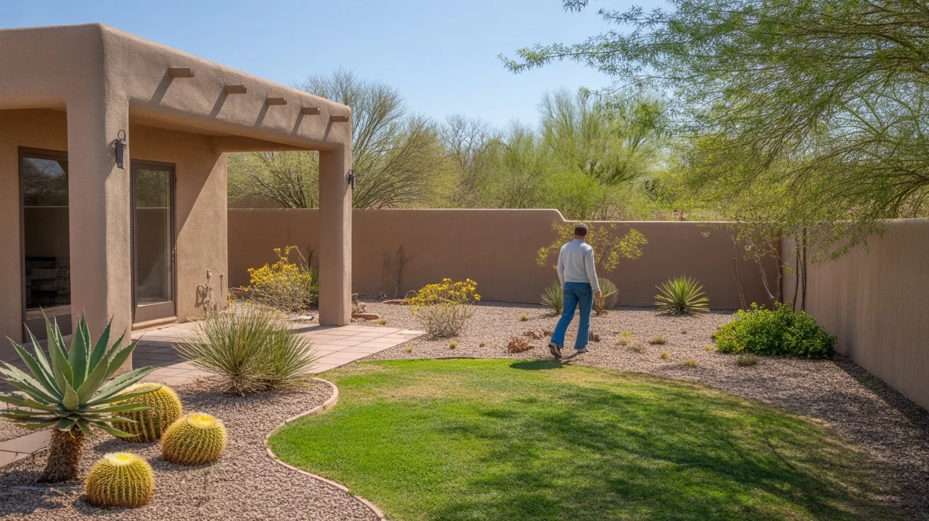 Assessing a Mesa yard in early spring for damage and new growth