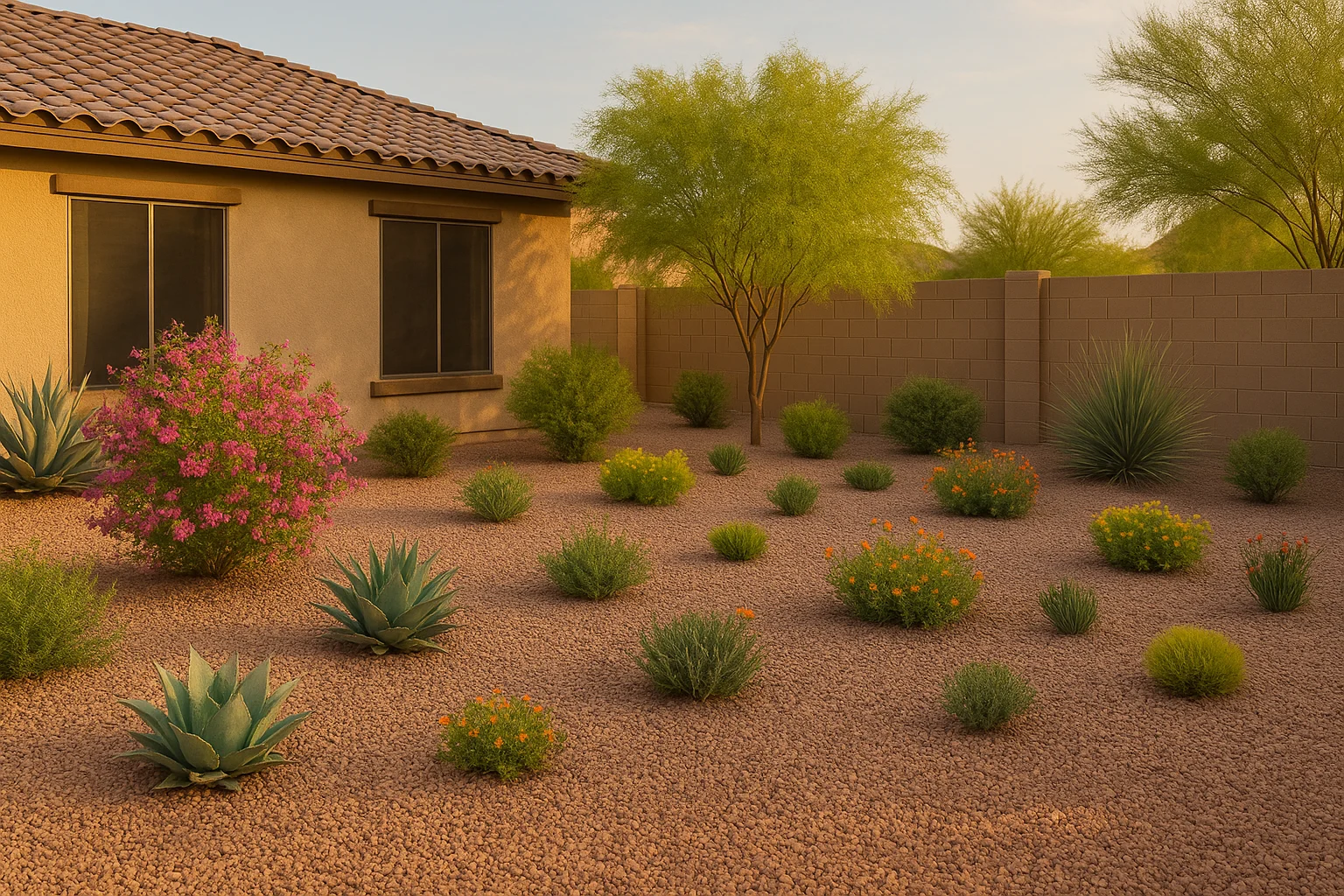 A vibrant Gilbert yard filled with native plants