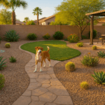A beautifully landscaped pet-friendly yard in Gilbert.