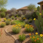 A vibrant pollinator garden in Gilbert with diverse plants and visiting pollinators