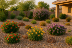 A vibrant garden in Gilbert filled with pollinator plants