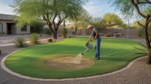Reviving a heat-stressed lawn in Queen Creek with proper watering, mowing, and care