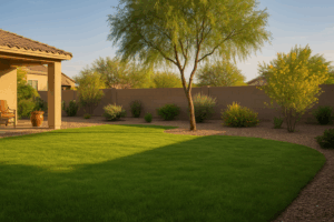 A lush green lawn in Queen Creek achieved through the 'Root Flush' technique.