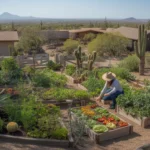 A lush, diverse garden in the Southeast Valley showcasing seasonal plantings.