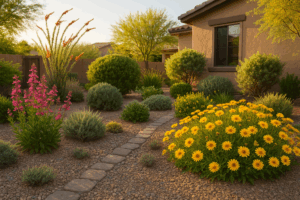 A lush spring garden in Mesa, Arizona