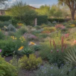 Colorful spring garden with blooming flowers and lush greenery in Mesa, Arizona