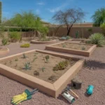 A Mesa backyard garden in early spring, ready for planting