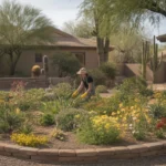 A vibrant spring garden in Chandler with colorful flowers and desert plants