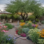 Colorful spring flowers blooming in a Gilbert, Arizona backyard garden