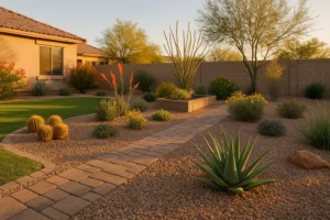 A flourishing garden in Southeast Valley, Arizona during spring.