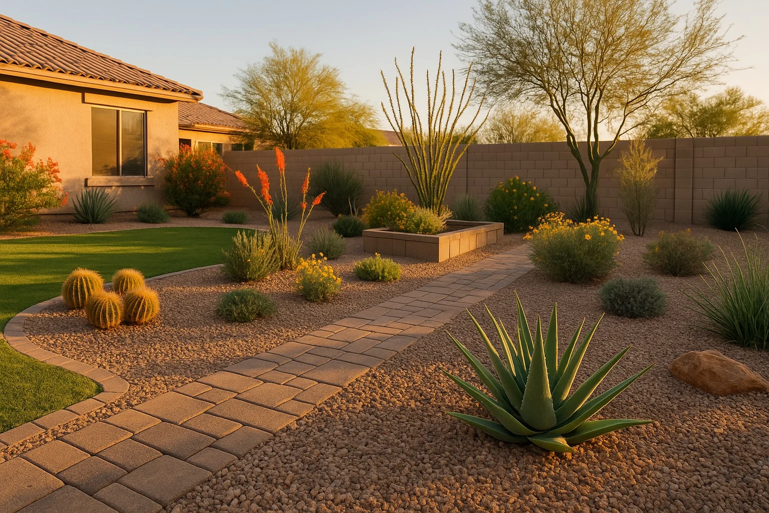 A flourishing garden in the Southeast Valley - Arizona during spring.