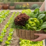 Freshly harvested spring greens from a Queen Creek garden bed