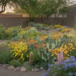Colorful spring wildflowers blooming in a Queen Creek yard