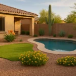 A lush, well-maintained yard in Queen Creek during spring