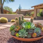 Colorful succulent arrangement in a Gilbert yard