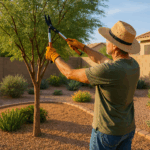 Gardener pruning a tree in Gilbert during summer