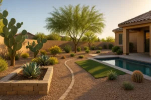 A well-maintained garden in Mesa during spring