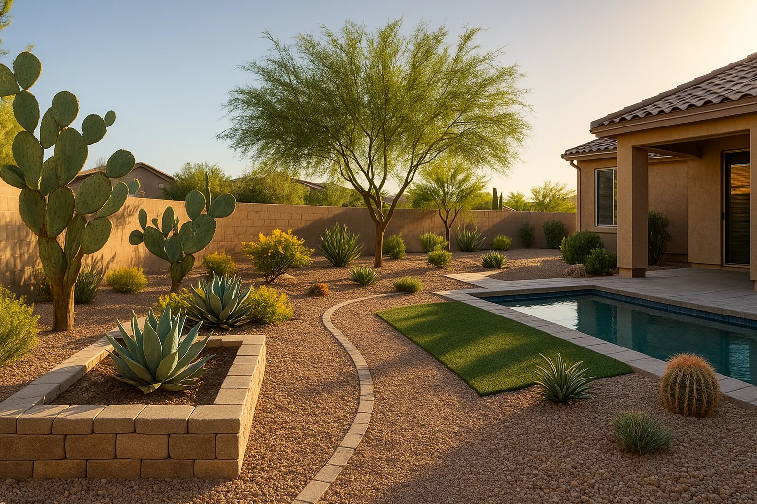 A well-maintained garden in Mesa during spring